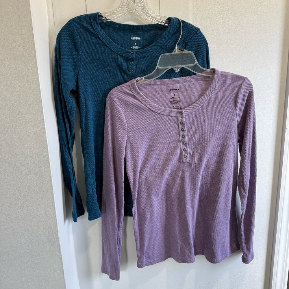 Sonoma Ribbed Knit Henley Shirts - Set of Two